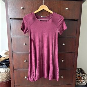 Lush Women's Burgundy T-Shirt Dress